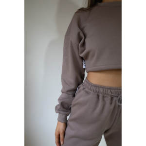 Taupe Crop Sudadera Jumper Loungewear - Product Image 5