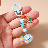 Porte-clés nuage transparent mignon avec pendentif étoile perlée et lettre joyeuse, boucle à ressort en forme de cœur, ornement de sac à dos, cadeau de Saint-Valentin