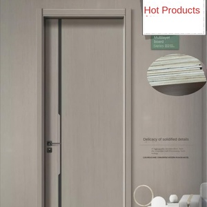 Puerta de columpio de madera maciza moderna de dos colores, puerta interior de cristal de carbono personalizada a prueba de humedad con función antirrobo - Product Image 5