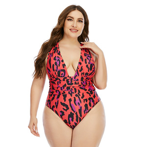 Prodotti di tendenza 2023 nuovi arrivi donna Plus Size costume da bagno rosso leopardo stampa Bikini donna XXXL costumi da bagno un pezzo - Product Image 1