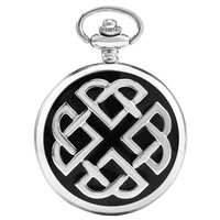 Celtic Art Silver Pocket Watch Antique avec chaîne-Full Hunter Steampunk Celtic Accessoires Cadeau pour homme