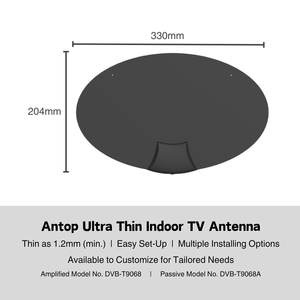 Antena de <span class=keywords><strong>TV</strong></span> Digital HD Antop DVBT-2 <span class=keywords><strong>para</strong></span> Interiores, Ultrafina, con Ganancia de 26-28dB, VHF/UHF, Múltiples Opciones de Montaje - Product Image 2