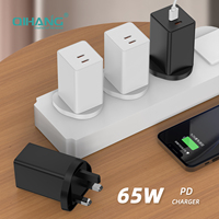 Petit chargeur GaN 65W avec prise UK, bloc de charge rapide mini 3 ports pour ordinateur portable, Steam Deck, téléphone, adaptateur secteur portable de voyage