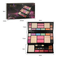 Coffret Cadeau Maquillage Couleurs Assorties 18 Teintes Palette Fards à Paupières Nacrés Effet Nude Rouge à Lèvres Waterproof & Poudre de Blush Combo