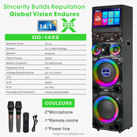 Enceintes de son puissant Lecteur de musique Double haut-parleur 12 pouces 100W LED RVB BT 5.0 USB TF Écran tactile 15,4 pouces Télécommande
