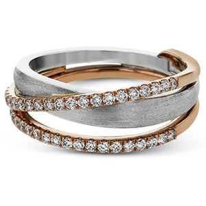 Anello da donna bicolore geometrico con zirconi cubici placcati alla moda - Product Image 2