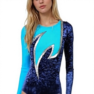 Justaucorps de gymnastique floral Civic Sports pour filles, barboteuse à volants à manches longues en polyester pour l'entraînement de danse et de ballet - Product Image 3