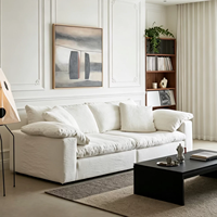 Ensemble de canapés modulaires en tissu pur lin, style Zen, avec rembourrage en plumes de duvet, confort nuageux, pour salon