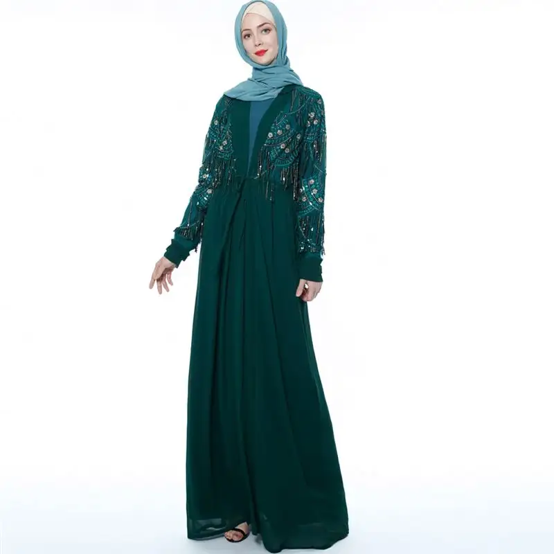 Hauts Tuniques Pour Femmes Bon Marche New Type Elegant Satin Muslim Maxi Dress Islamic Clothing Turkish Dubai Abaya