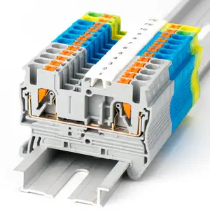 Rail type screw free PT2.5 terminal block tool free quick wiring terminal connector grey blue orange