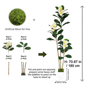 Árbol Bonsái Artificial Realista de Magnolia y Camelia de 180 cm de Altura, para Interiores/Exteriores, Bodas, Cumpleaños, en Maceta de Seda, para Decoración de Paisajes - Product Image 6