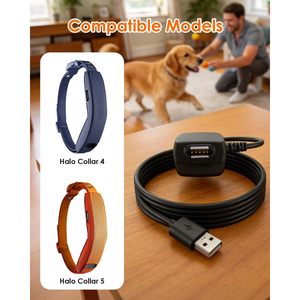 Favadonli <b>Charging</b> Adapter With <b>USB</b> <b>Cable</b> For Halo Collar 4 5 Dog Fence 5W Black - Product Image 2
