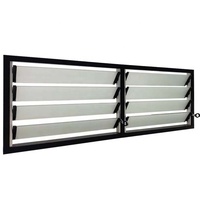 Fenêtre à persiennes en aluminium avec cadre noir, verre trempé, moderne, étanche, ventilée, résistante aux ouragans
