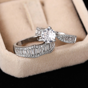Anel de Diamante Prateado Romântico Francês para Vestido de Casamento e Noite, Anel Deslumbrante para Presentes do Dia dos Namorados, Acessório de Moda - Product Image 2
