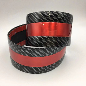 Autocollant <span class=keywords><strong>de</strong></span> protection <span class=keywords><strong>de</strong></span> <span class=keywords><strong>seuil</strong></span> <span class=keywords><strong>de</strong></span> <span class=keywords><strong>porte</strong></span> <span class=keywords><strong>de</strong></span> voiture en caoutchouc noir en fibre <span class=keywords><strong>de</strong></span> carbone avec garniture rouge, durable, flexible, universel, anti-collision, adhésif 3M, DIY - Product Image 2
