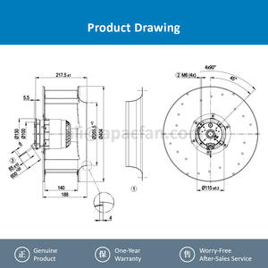 Ventilateur centrifuge de refroidissement pour armoire d'onduleur haute tension ebmpapst R4E400-AN09-06 230VAC 480/695W 1370/1500RPM 3900/4420m3/h OEM - Product Image 4
