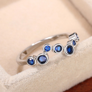 Anello Q088 in Argento 925 con Gemme Blu, Montatura a Castone, Unisex per Uso Quotidiano - Product Image 4