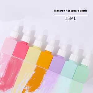Frasco cuentagotas de líquido esmerilado plano cuadrado Macaron de 15ml Botella de aceite esencial de subembotellado de perfume colorido Construcción de vidrio - Product Image 1
