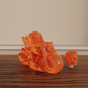 Vente en gros d'usine OEM ODM, crâne <span class=keywords><strong>de</strong></span> squelette en céramique orange <span class=keywords><strong>de</strong></span> couleur unie sur le thème d'Halloween, motards du feu <span class=keywords><strong>avec</strong></span> <span class=keywords><strong>bouteille</strong></span> <span class=keywords><strong>de</strong></span> liqueur <span class=keywords><strong>de</strong></span> moto - Product Image 5