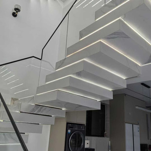 Ect phổ biến nhất hiện đại nổi cầu thang ngăn xếp cầu thang bằng gỗ bước kính lan can ngăn xếp trong nhà thẳng cầu thang - Product Image 3