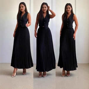 2025 nuovo abito da donna europeo americano Cross-Border ampio modello solido Casual gonna a pieghe a vita <span class=keywords><strong>corta</strong></span> per l'estate - Product Image 2