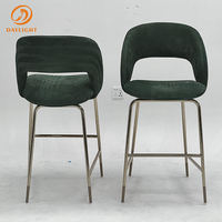 Chaises de bar modernes de luxe avec tissage en velours, chaises de bar haut de gamme personnalisables pour restaurants, cuisines, tabourets de bar