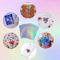 Feuille d'autocollants holographiques imperméables, film adhésif transparent en vinyle pour lamination, autocollant de recouvrement transparent, étiquette autocollante