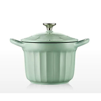 Bright Houseware Cocotte Mini Casserole en émail, faitout en fonte 16 cm, orange, compatible gaz et induction, avec couvercle