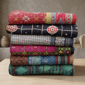 Wholesale Reversible Indian Sari Kantha <b>Quilt</b> Best Quality <b>Vintage</b> Kantha Throw - Product Image 3