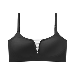 Sujetador de uso diario Shantou Gu Rao para mujer, sin aros, con espalda cruzada, copa fija, sin costuras, de nailon, para pechos pequeños - Product Image 5