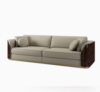 Luxuriöses Beige Ledersofa Hochwertige Moderne Wohnzimmermöbel für Elegante Heimdekoration Villa-Wohnzimmer