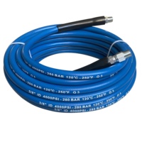 Tuyau de nettoyeur haute pression 4000 psi, sans marquage, à revêtement lisse, 50 pieds x 3/8'' pour eau chaude et froide 250 ° F avec prise en laiton et bouchon en acier