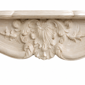 Traditional Marble <b>Fireplace</b> Mantel With Ornate Carving Galala Beige marble Stone Indoor Wood Burning Hearth For Dining Room - Product Image 3