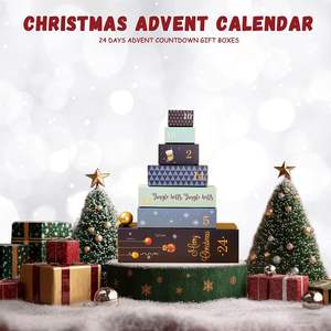 Calendario de Adviento Azul de Navidad |   Cajas de Cartón para Guardar Tesoros, Organizador de Almacenamiento DIY para Adultos, Regalos para Niños y Decoraciones Navideñas - Product Image 3