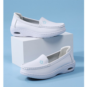 Women Slip On White <b>Nursing</b> <b>Shoes</b> Leather Upper Air Cushion Sole Comfort Hospital Working Footwear - Product Image 2