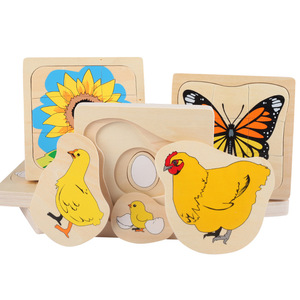 Children's Montessori Educational Animals Plants Men Women Growth Process Puzzle <strong>Wooden</strong> Baby Toys - Product Image 3