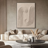 Grande peinture abstraite minimaliste beige faite à la main, peinture texturée en plâtre, art mural, peinture nordique Wabi Sabi