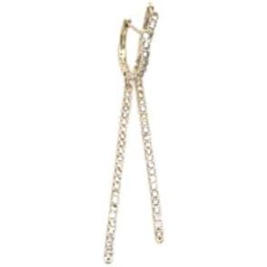 Jewelspaark Diamond Hoop <b>Earrings</b> 14K Yellow <b>Gold</b> 1.40 Cttw Round Cut Prong Set I-J Color SI Clarity Long <b>Dangle</b> Women's - Product Image 4