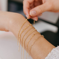 Pulsera de cadena con clip de papel de 2,25mm, joyería de mano, oro Real AU750, ligero, 18K, ajustable para mujer, joyería fina