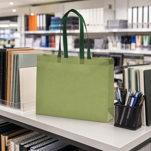 Sac fourre-tout non tissé vert Richer, réutilisable, avec longues poignées, impression par sublimation de logo personnalisé, impression numérique pour les entreprises et la vente au détail - Product Image 5