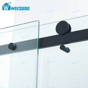 Weisdon <span class=keywords><strong>Pas</strong></span> <span class=keywords><strong>Cher</strong></span> Prix Sans Cadre Simple Coulissante En Acier Inoxydable En Verre Trempé Noir <span class=keywords><strong>Baignoire</strong></span> Porte De Douche - Product Image 3
