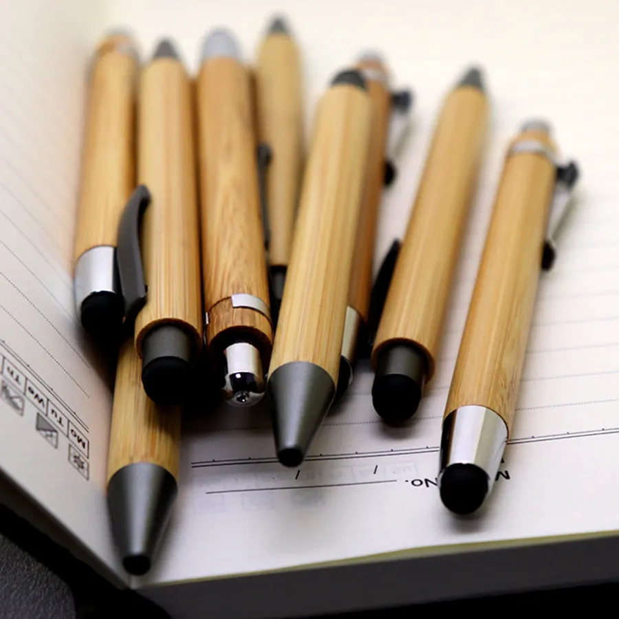 Caneta de logotipo personalizada de bambu, caneta barata para presente de papelaria 2022