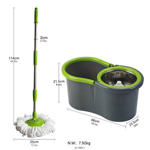 360 °   Serpillère rotative avec seau en acier inoxydable de 5,5 L, auto-essoreuse, avec tampons en microfibre pour le nettoyage des sols en bois dur et en carrelage - Product Image 3