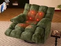 Fauteuil de massage électrique moderne et réglable, pivotant et inclinable, en tissu doux, pour salon, chambre ou bureau