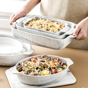 Wholese piring panggang keramik ramah lingkungan, porselen Relief besar 14 inci dengan telinga ganda untuk Oven - Product Image 2