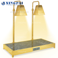 XINGPAI Hôtel Équipement Or Buffet Réchauffeur De Nourriture Lampe En Acier Inoxydable Infrarouge Double Tête Alimentaire Chaleur Lampe pour Hôtel Restauration