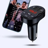 Transmisor FM para Auto 5.0, Receptor de Audio Manos Libres, Reproductor MP3, Soporte para Teléfono con Ranura para Tarjeta SD, Cargador Rápido Dual USB 3.1A, Inalámbrico, 1 Año de Garantía