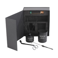 Pot de bougie en verre vide noir mat de luxe combiné avec diffuseur d'arôme en verre roseau ensemble cadeau pour la décoration intérieure