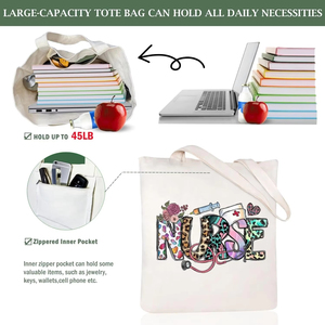 Bulk Order Printed Cotton <b>Canvas</b> <b>Tote</b> Bag Reusable Shopping Shoulder Carryall for Everyday Use - Product Image 2