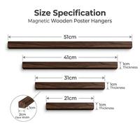 Gantungan Poster Magnetik Kayu Solid Custom 21-61cm Warna Walnut Modern Minimalis DIY Bingkai Gulung Gantung Dinding untuk Kanvas Seni Dekorasi